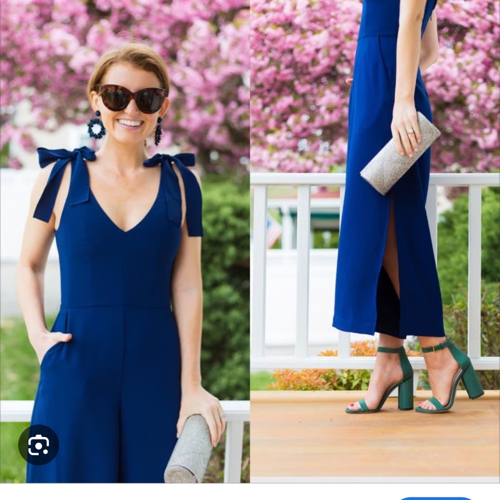 Amanda Uprichard navy jumpsuit w bow straps size 2